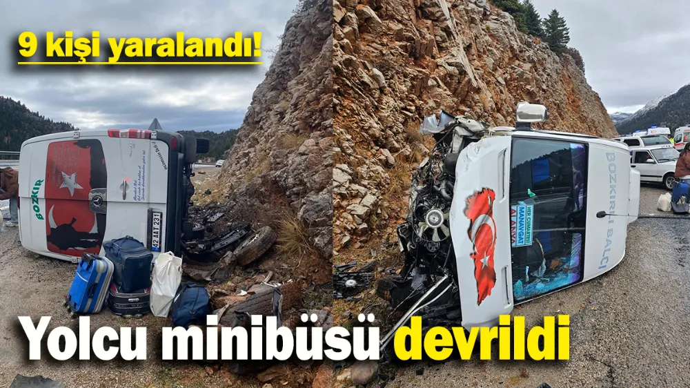 Yolcu minibüsü devrildi: 9 kişi yaralandı