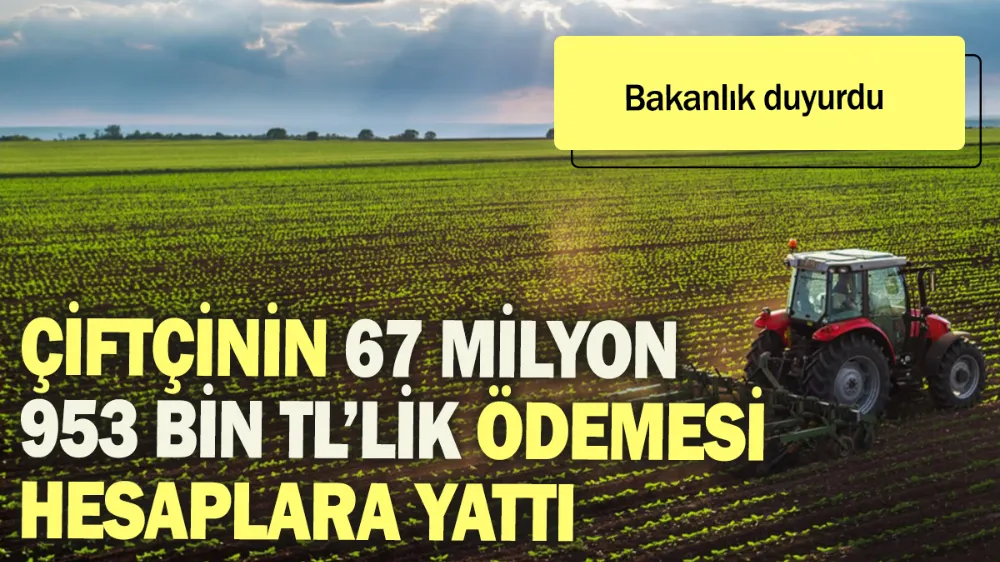 Çiftçinin 67 Milyon 953 Bin TL