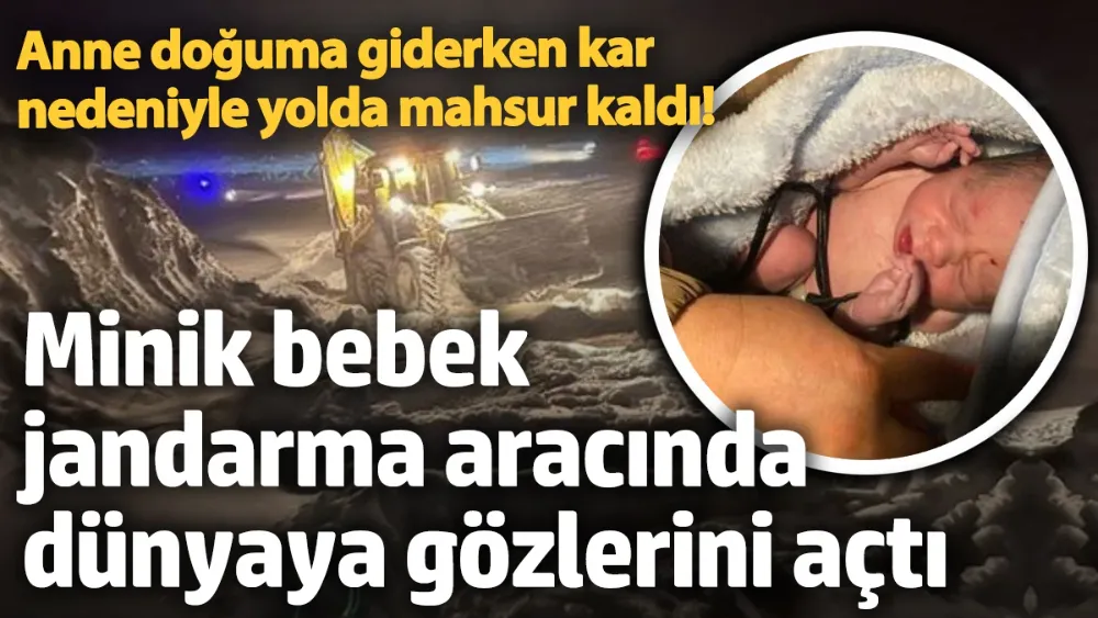 Doğum için hastaneye giderken kar tipi nedeniyle yolda mahsur kaldı! 