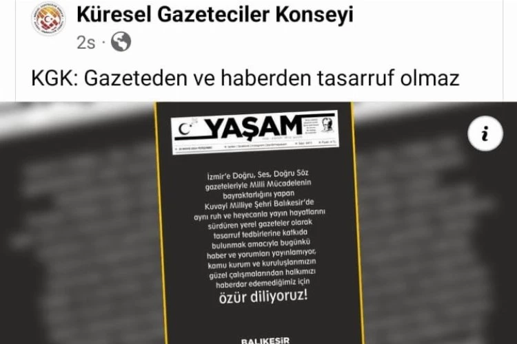 Tasarrufta medyanın hedef alınmasına bir tepki de KGK’dan: Gazeteden ve haberden tasarruf olmaz