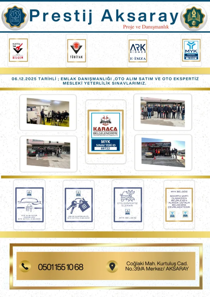 Prestij Aksaray Proje & Danışmanlık, MYK Sınavlarında Yeni Dönemi Başlattı