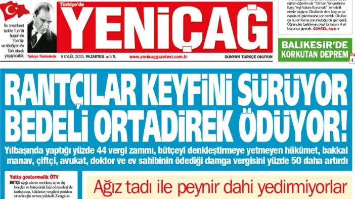 Yeniçağ Gazetesi: Rantçılar keyfini sürüyor bedeli ortadirek ödüyor!